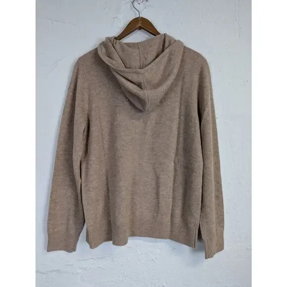 Quince Mongolian Cashmere Full Zip Hoodie Womens Small Oatmeal Neutral Cozy Lux - Picture 4 of 8